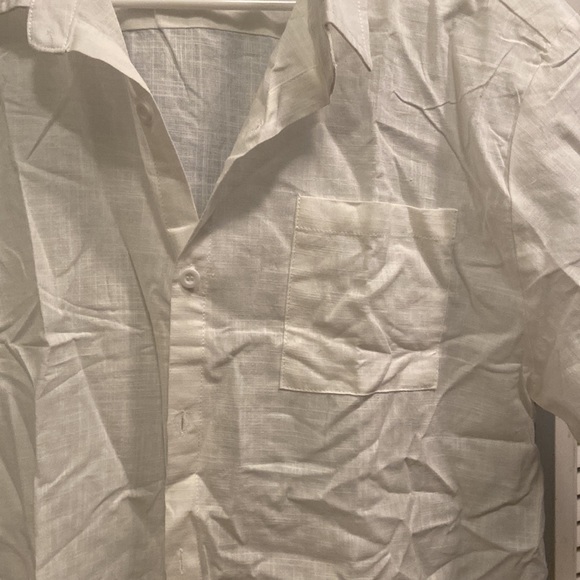 Men's White Casual Button-Down Shirt - Picture 2 of 3